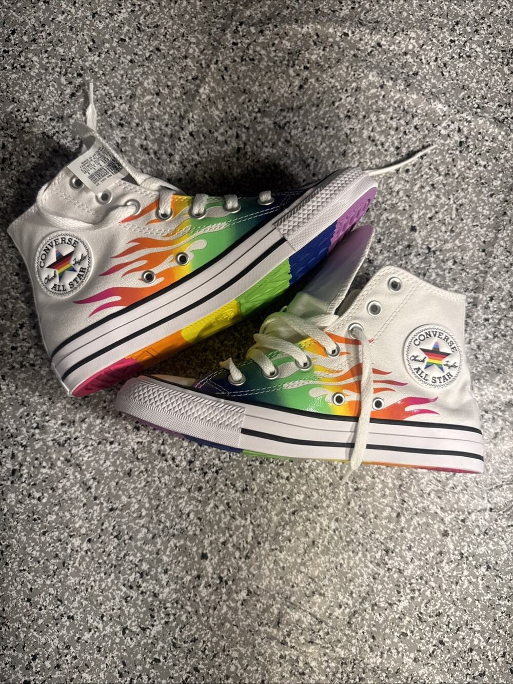 Converse Chuck Taylor All Star Pride Rainbow Flame High Top White Size Women’s 7